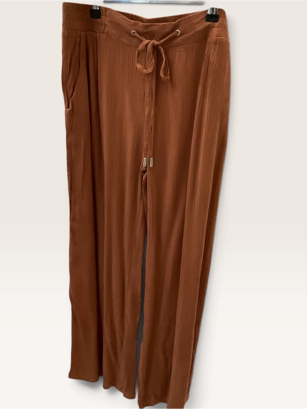Wide-Leg Drawstring Pants in Rust